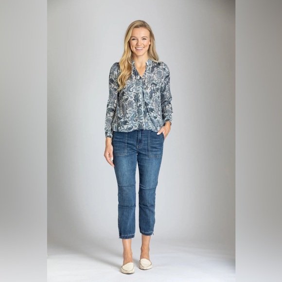 APNY Inky Paisley Print Crossover Top With Tassel - Picture 2 of 14